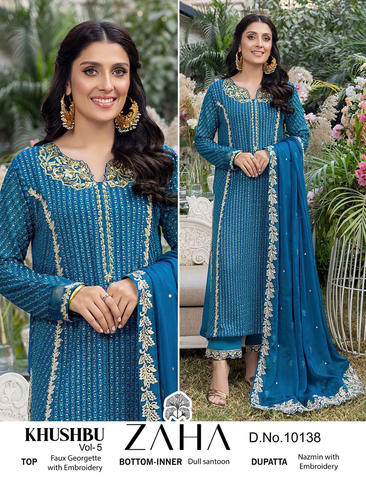 Zaha D No 10138 Georgette Pakistani Suits Single Avilable Wholesaler Supplier Surat
