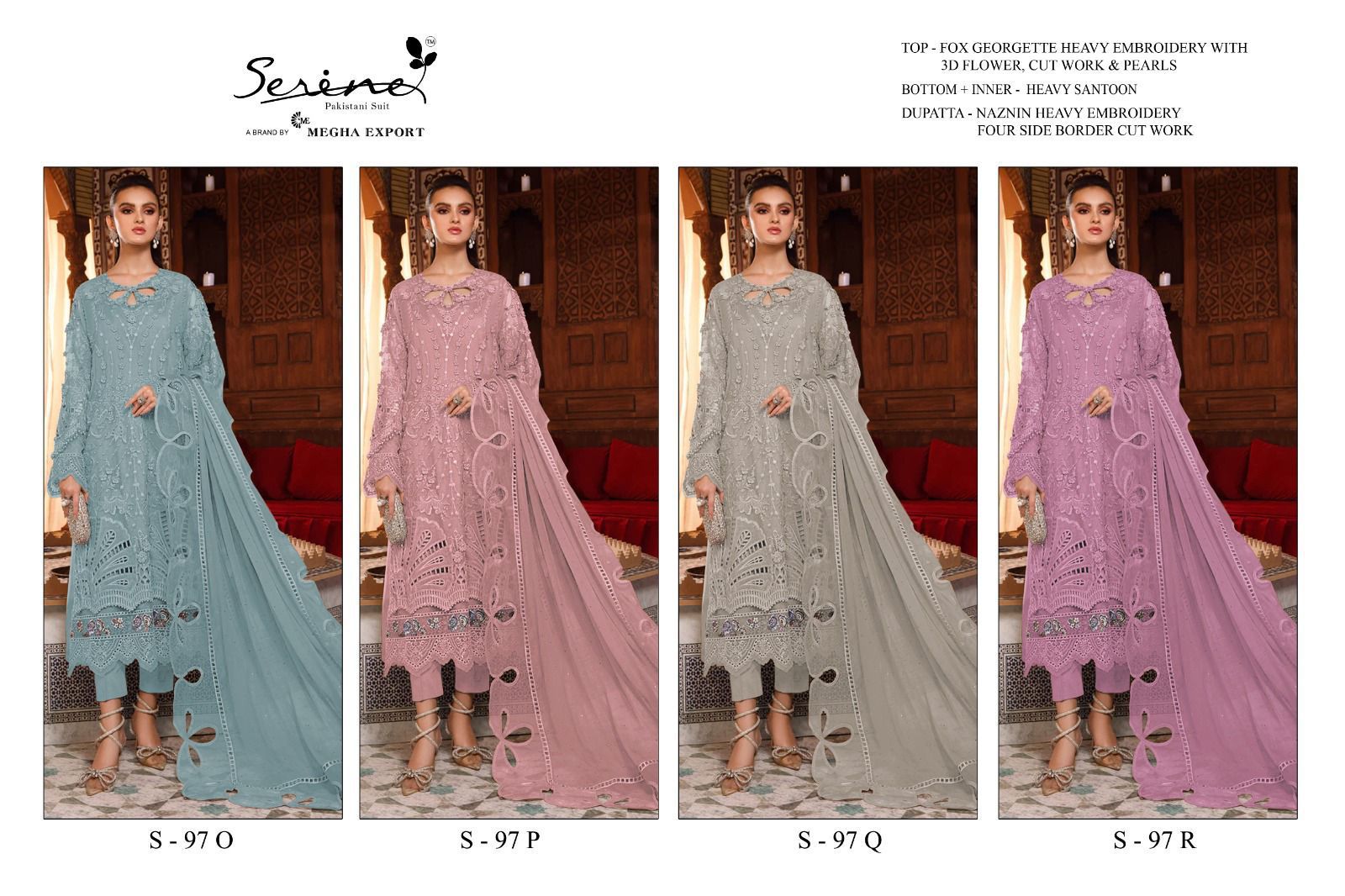 Serine D No S 97 O To R Heavy Georgette With Embroidered Pakistani Suits Single Avilable Wholesaler ...