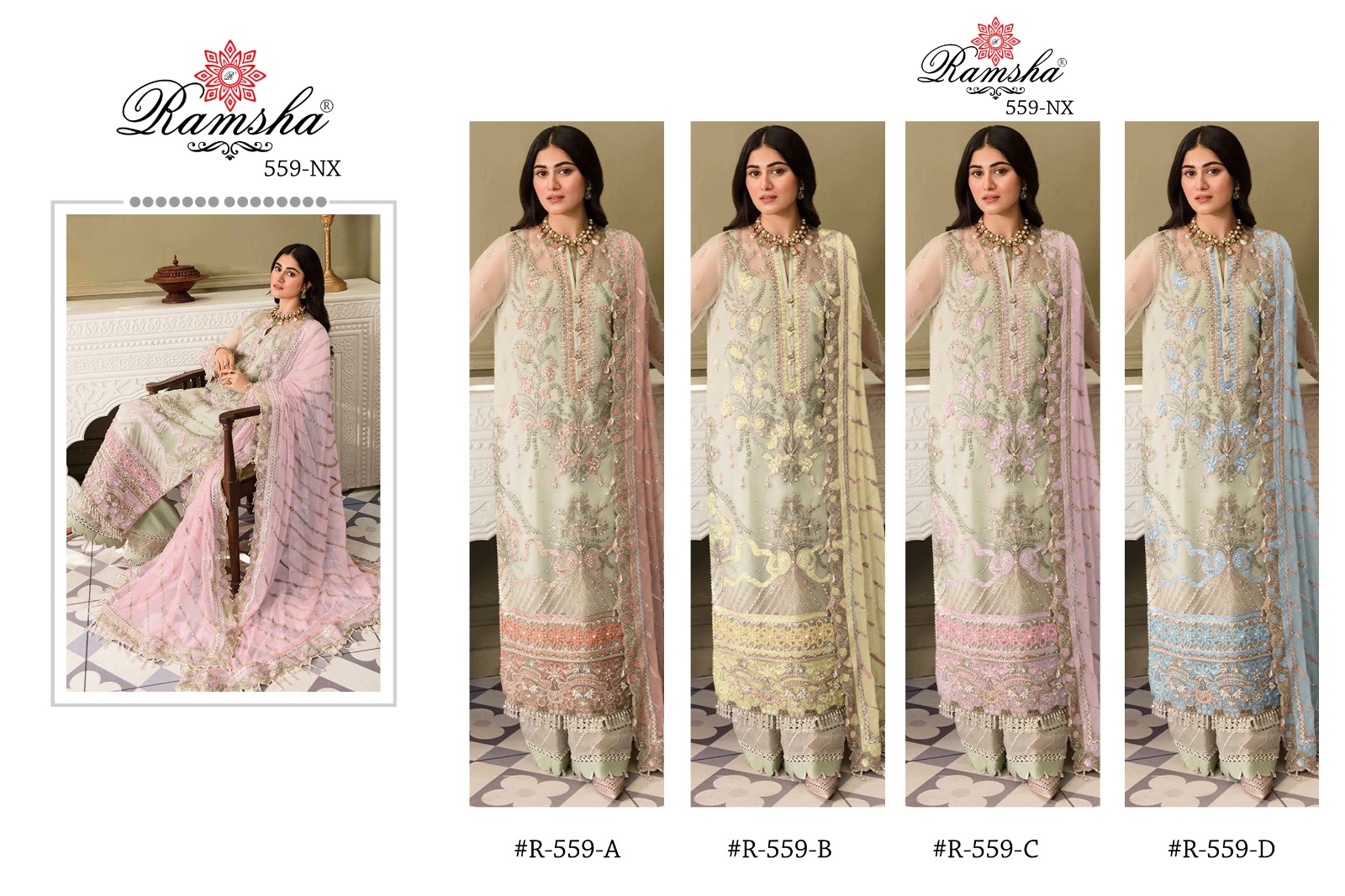 R 559nx By Ramsha Georgette Pakistani Suits