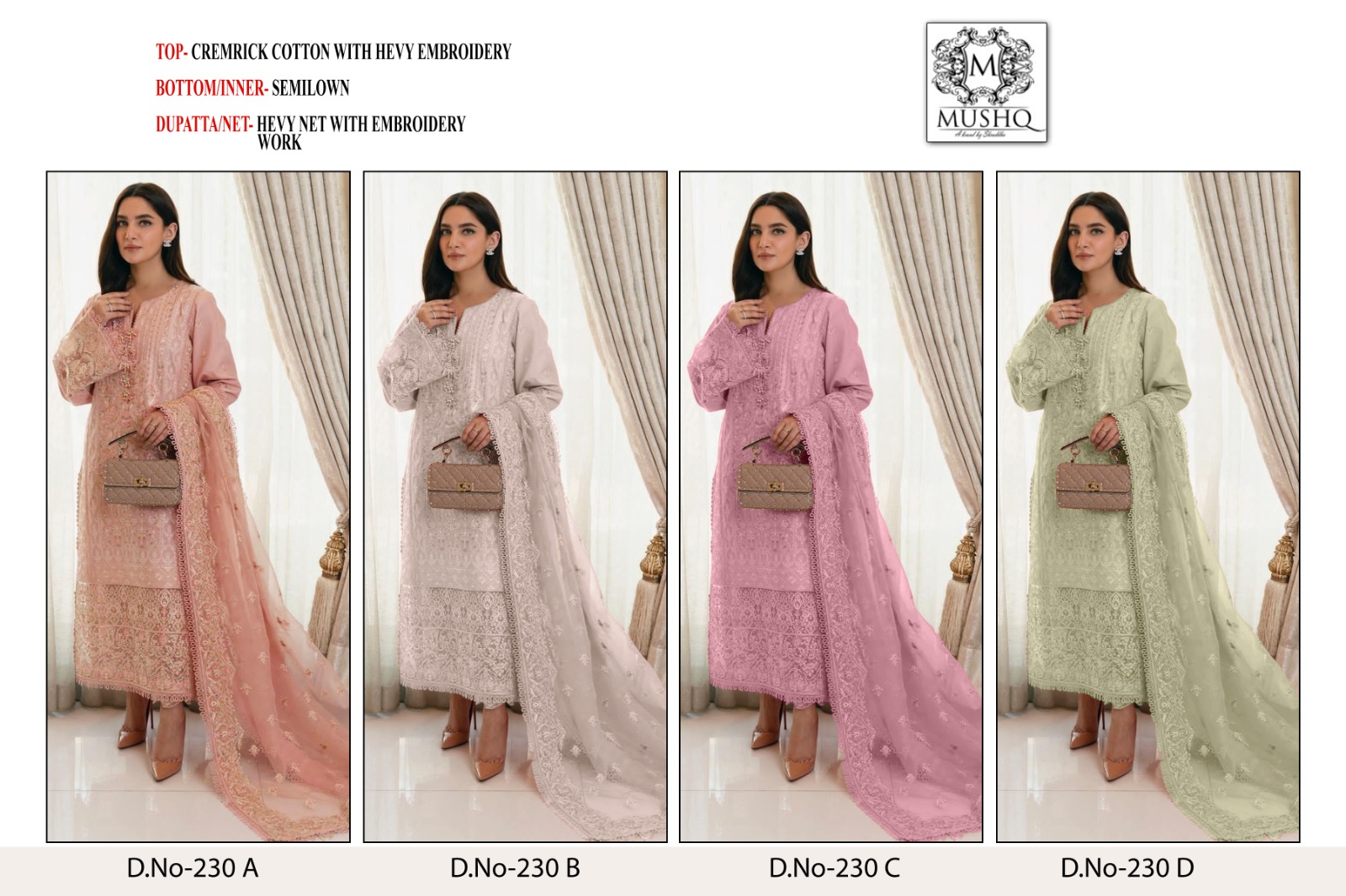 M 230a By Mushq By Shraddha Cotton Suits Manufacturing Surat