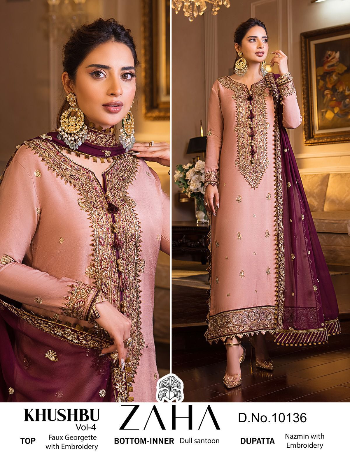 Zaha D No 10136 Pakistani Collection Manufacturer Surat