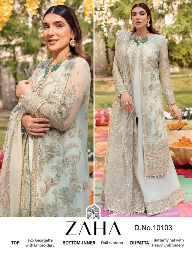 Zarina D No 10103 By Zaha Georgette Pakistani Suits Single Avilable Wholesaler Supplier Surat