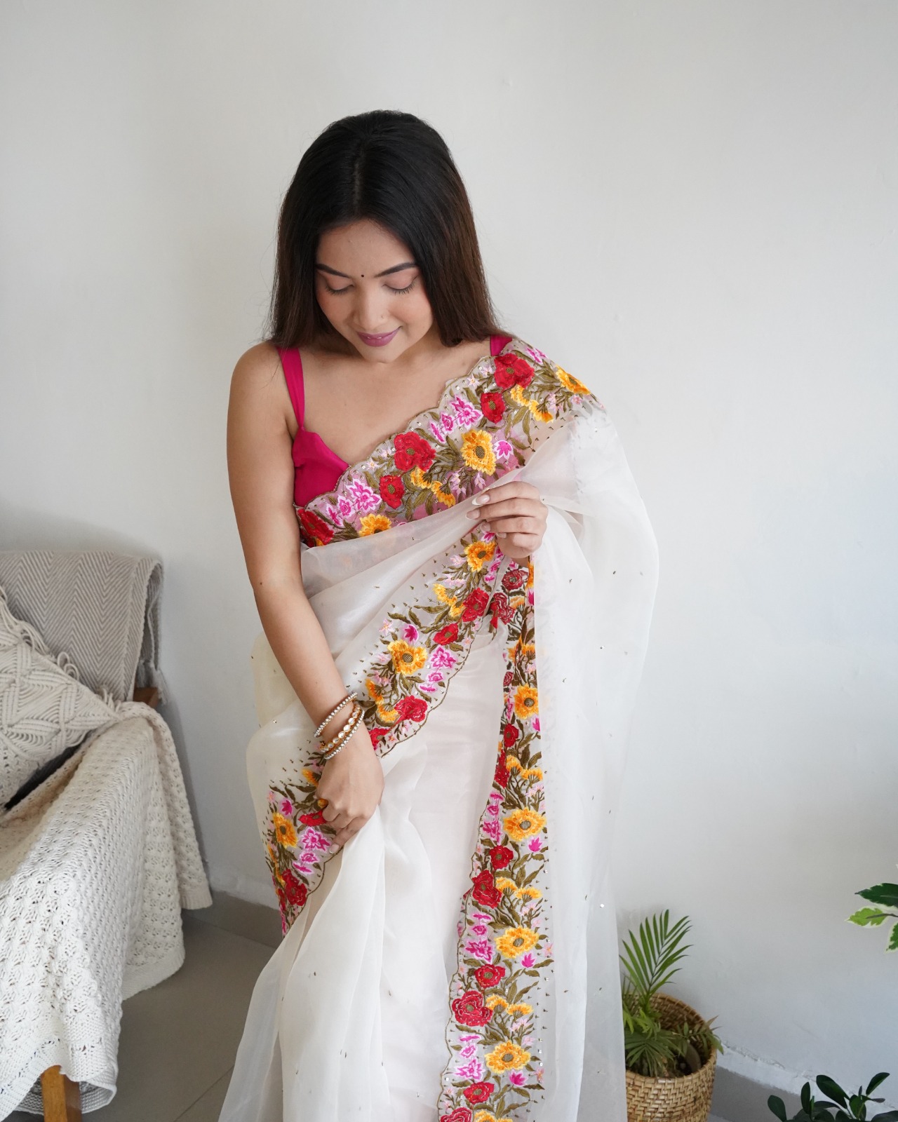 Organza New Catalog Vishakha Embroidery Work Sarees