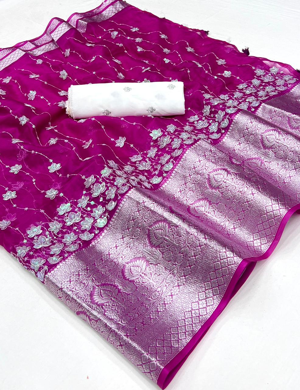 Heer Soft Organza Silk Fancy Border Sarees Collection Surat