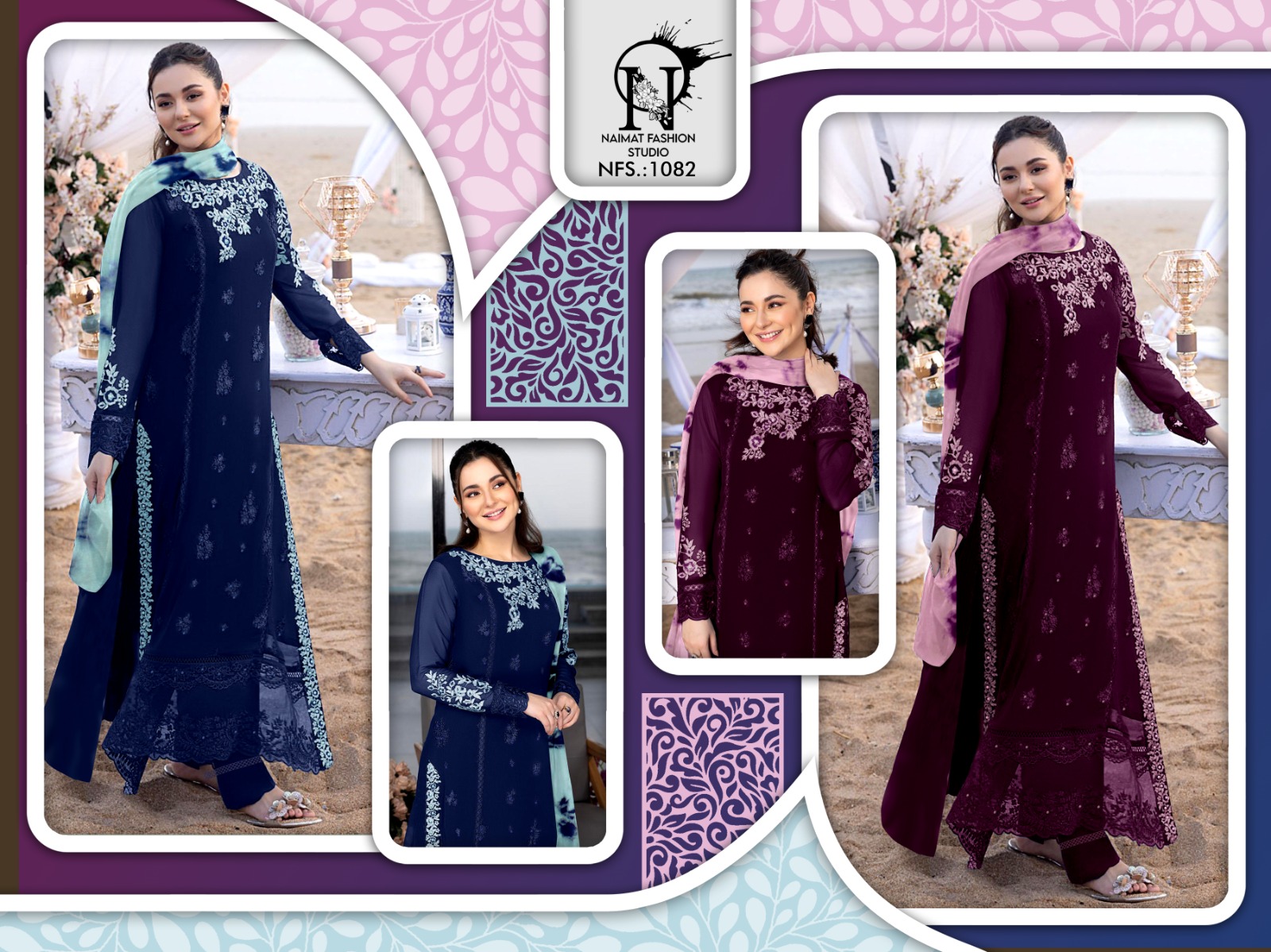 Nfs 1082 Naimat Fashion Studio Embroidery Classy Collection Designer Top Bottom Duppata