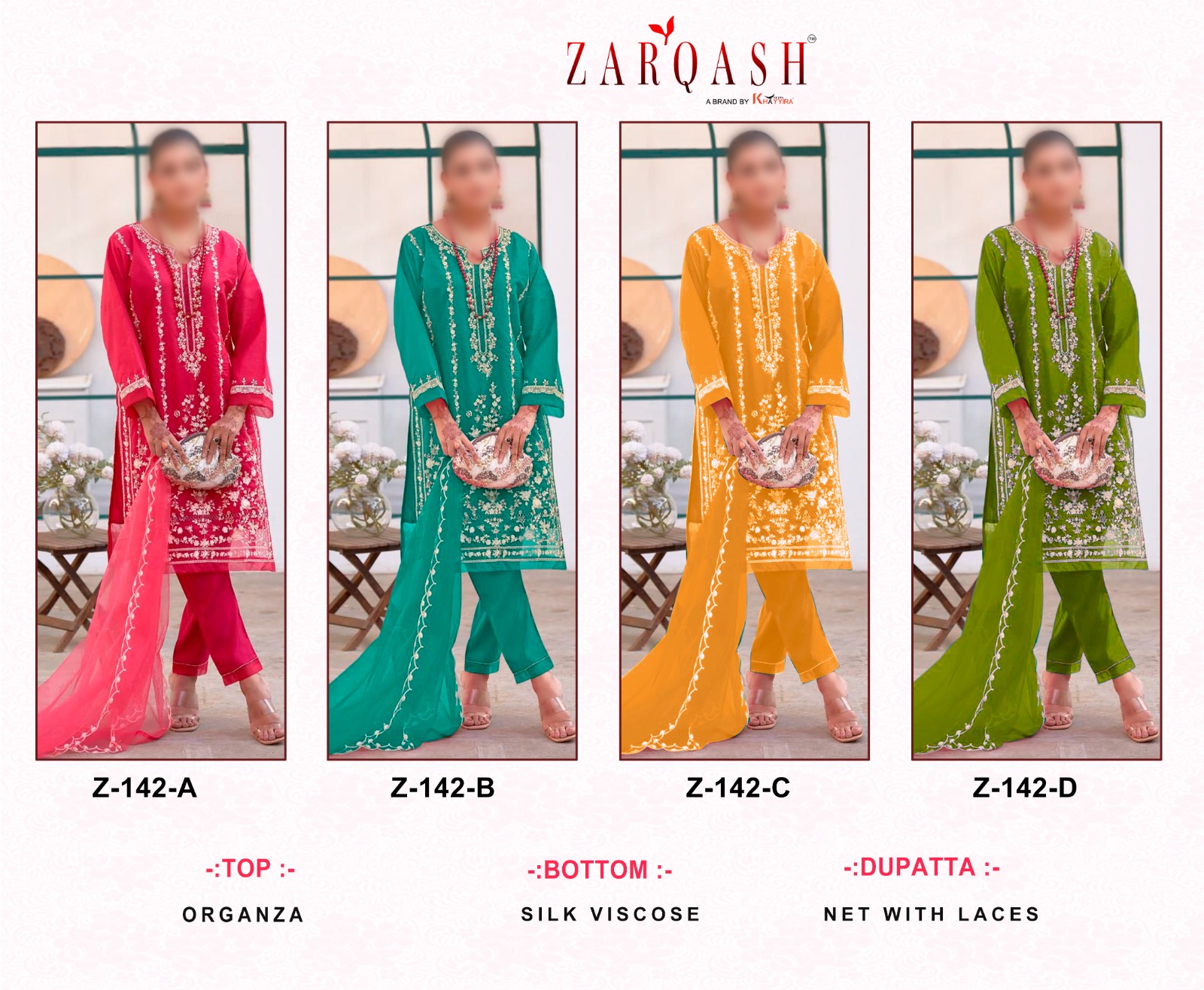 Zarqash Z 142 Organza Pakistani Concept Single Avilable Wholesaler Supplier Surat
