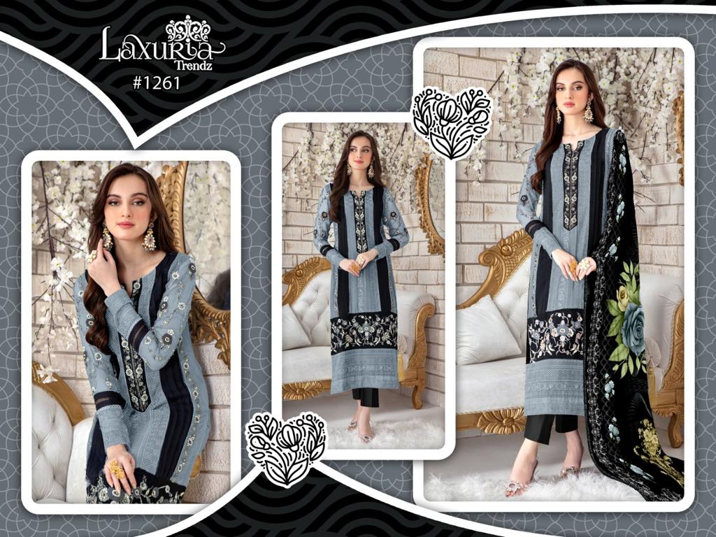 Laxuria Trendz D No 1261 Georgette Kurti Bottom Duppata Collection Manufacturer Surat