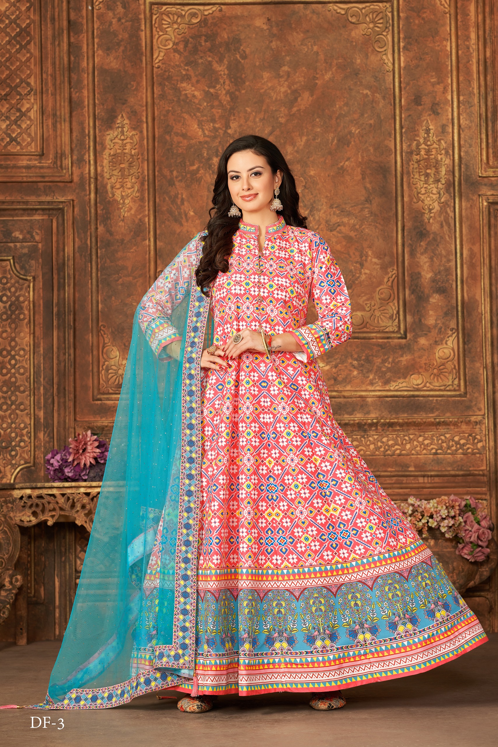 Df 3 Art Silk With Work Flair Gowns Collection Manufacturer Surat