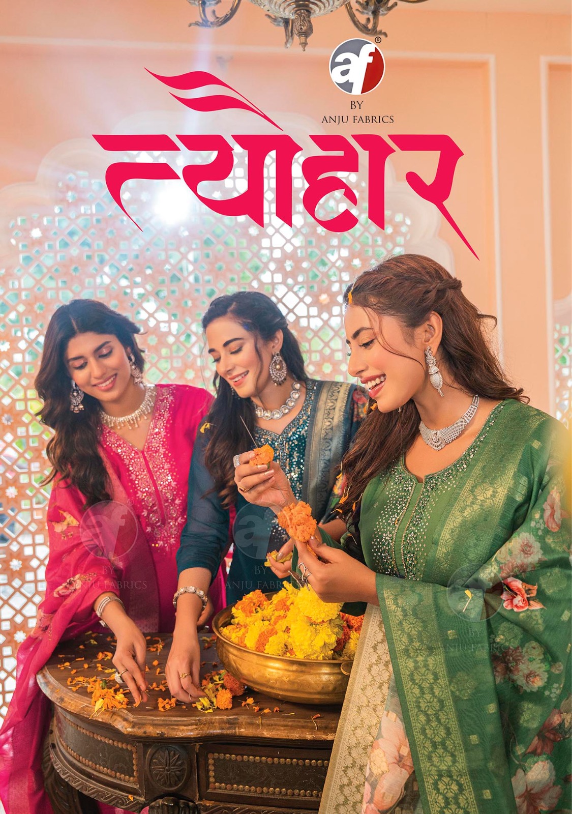 Anju Fabric New Launch Tyohaar Designer Kurti Pant With Dupatta Concept