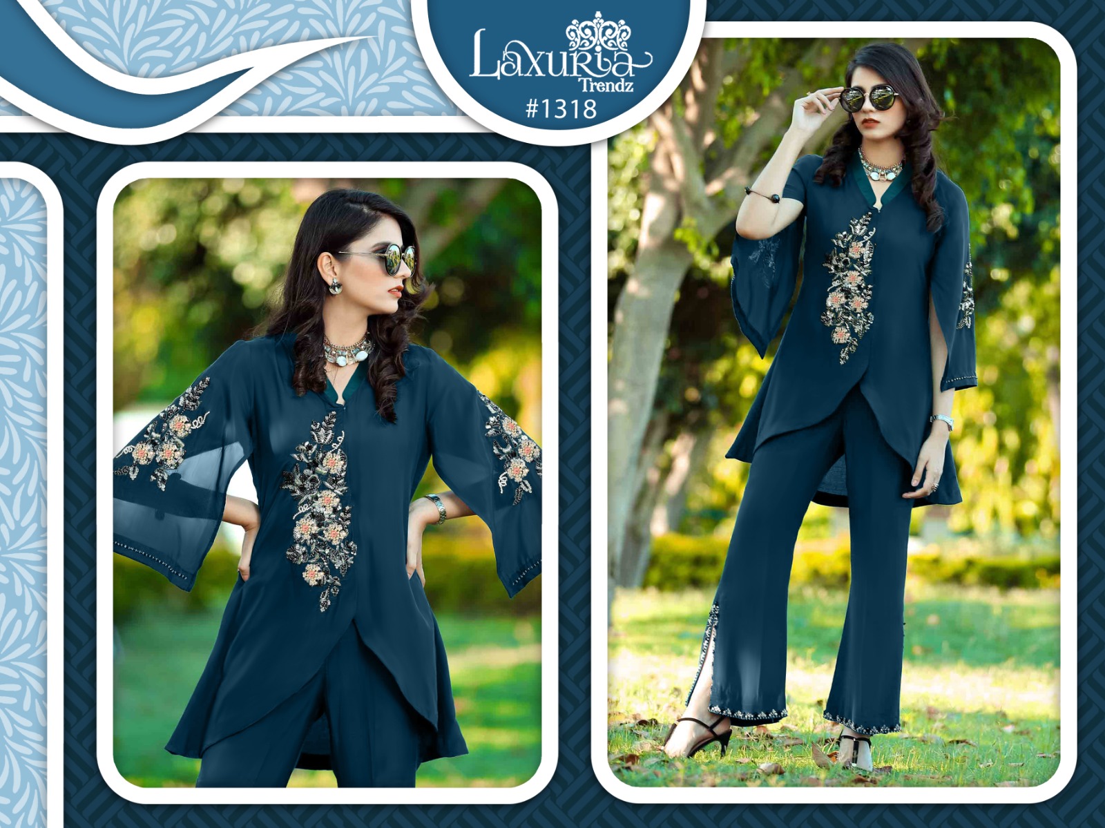 Laxuria Trendz D No 1318 Tunic Style Co Ord Set Handwork Collection