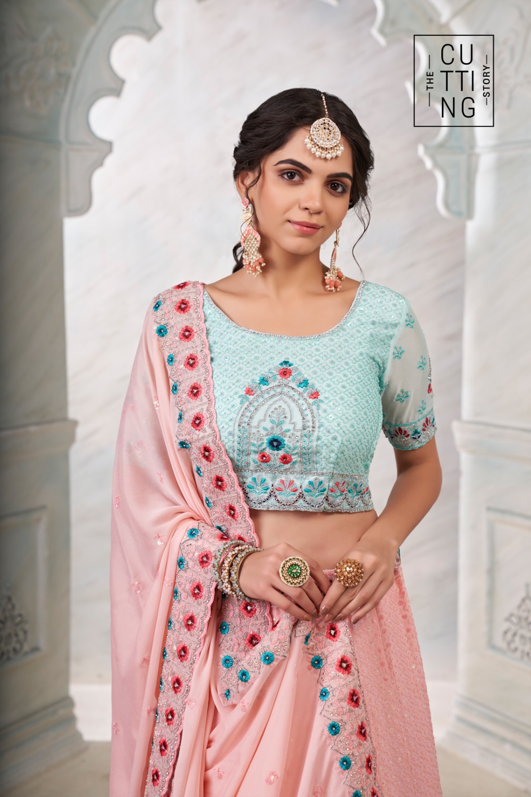 Design 2003 Exclusive Very Well Georgette Embroidered Partywear Lehengacholi Collection Manufacturer...