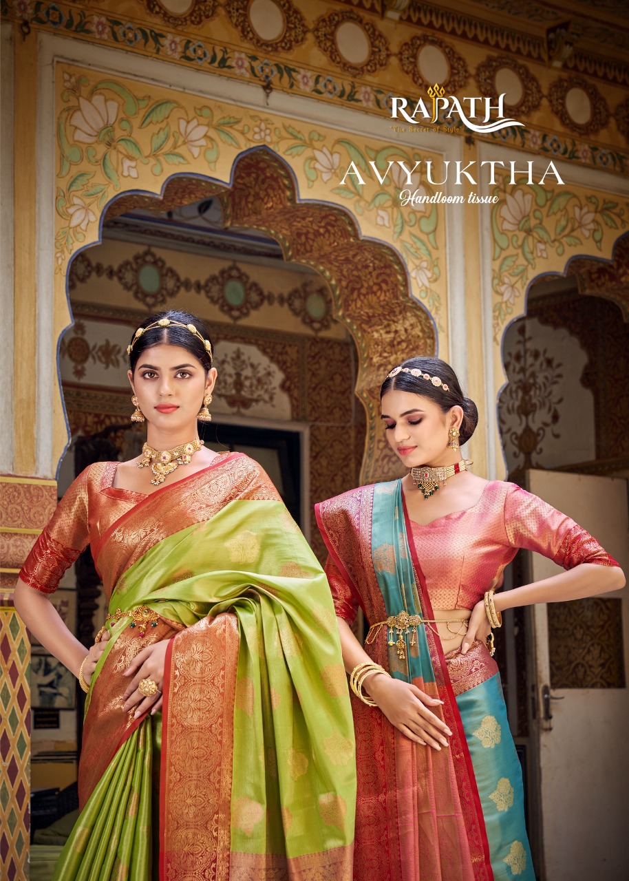 Rajpath Fabric Avyuktha Series 65001 To 65006 Handloom Tissue Sarees Collection Surat