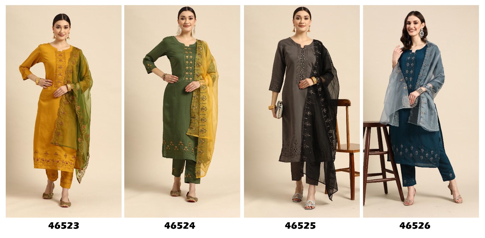 Salimar Vol 2 Chinon Kurti Bottom Duppata Collection Manufacturer Surat