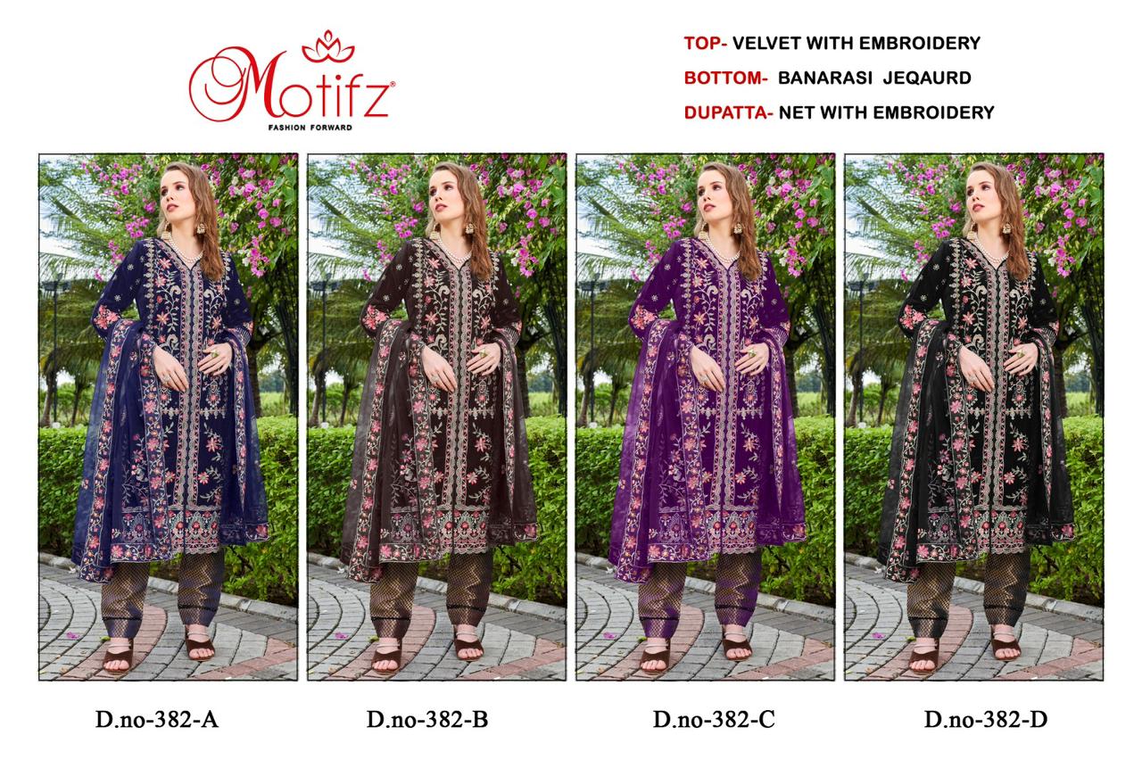 Motifz Design No 382abcd Heavy Velvet Embroidered Collection Manufacturer Surat