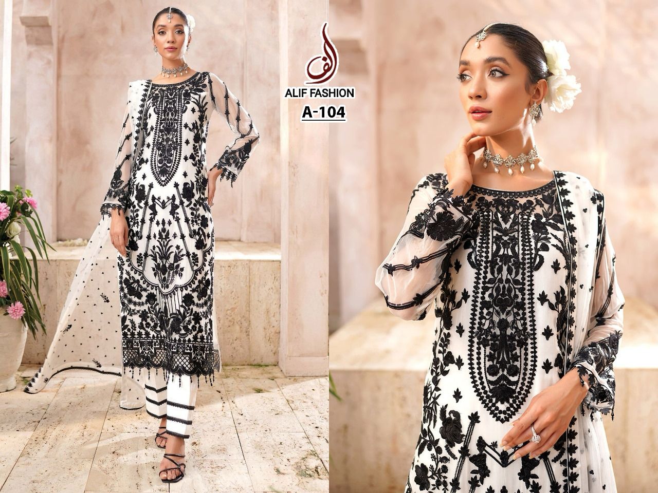 A 104 Alif Fashion Georgette Embroidered Work
