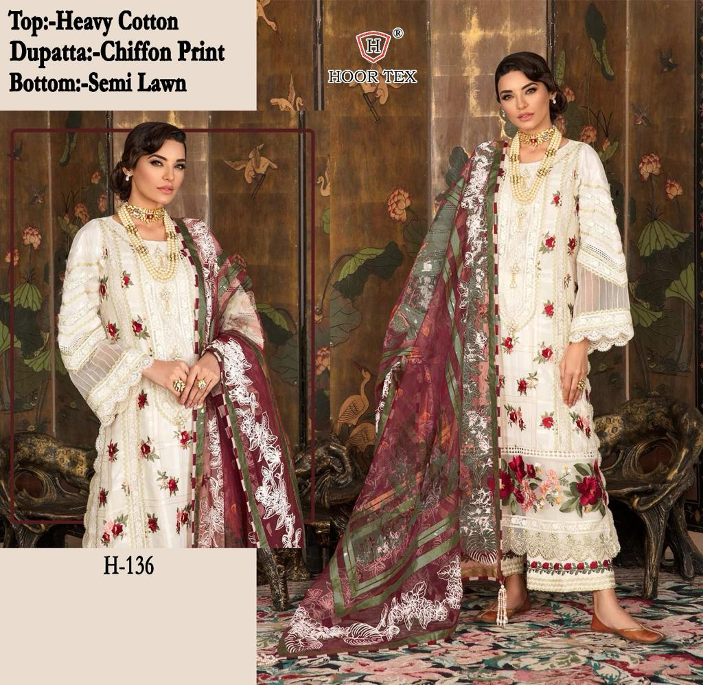 H 136 By Hoor Tex Heavy Cotton Pakistani Suits