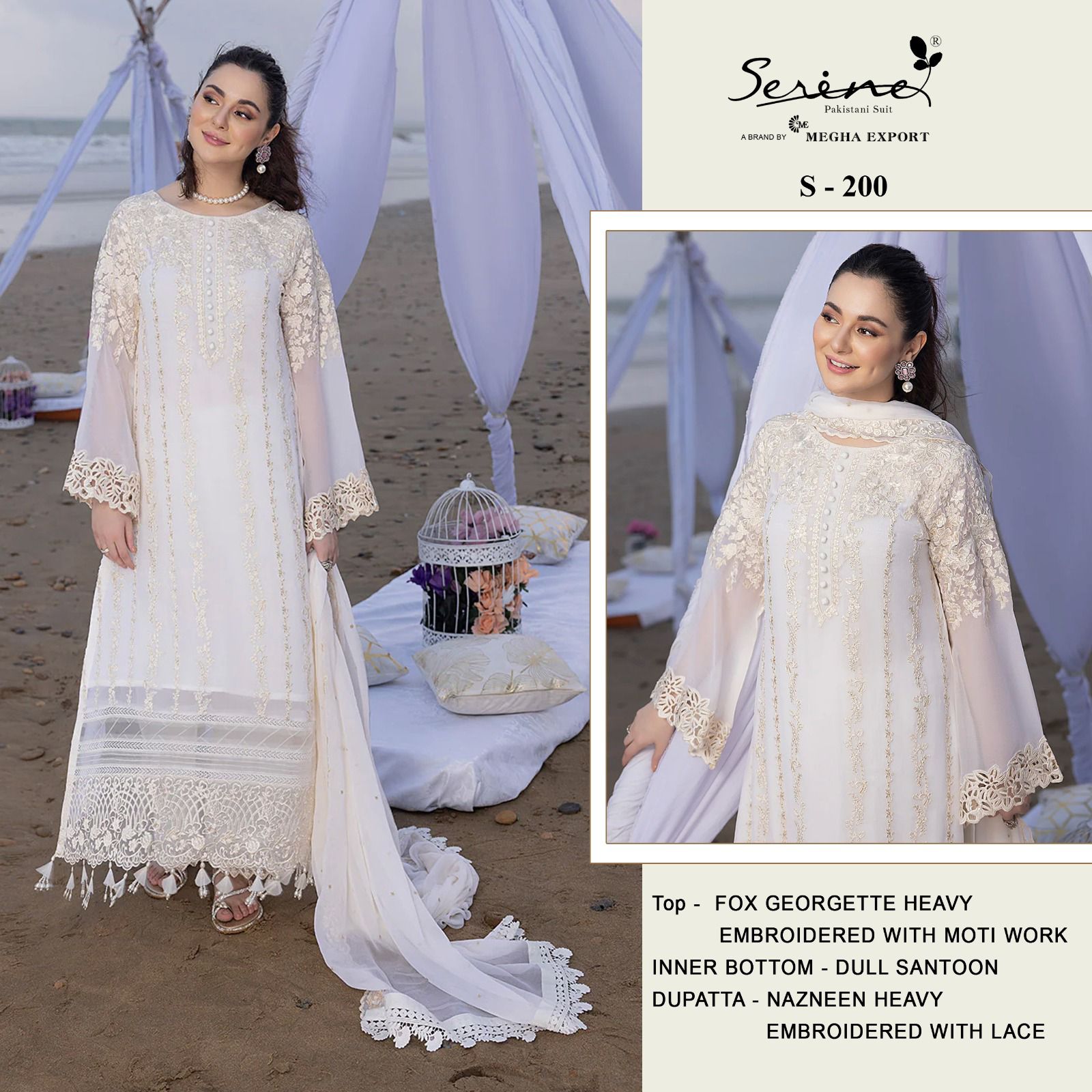 S 200 By Serine Georgette Embroidered Collection Manufacturer Surat