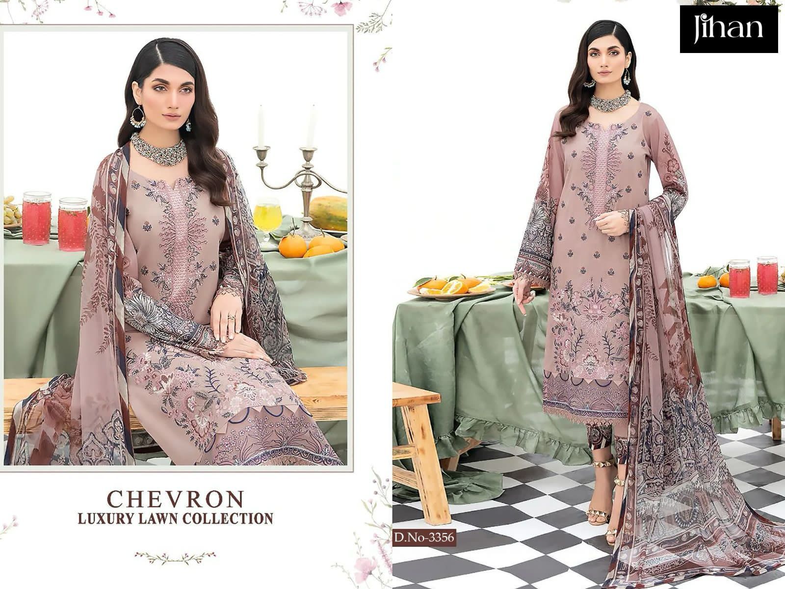 Jihan 3356 Chevron Luxury Lawn Collection Manufacturer Surat
