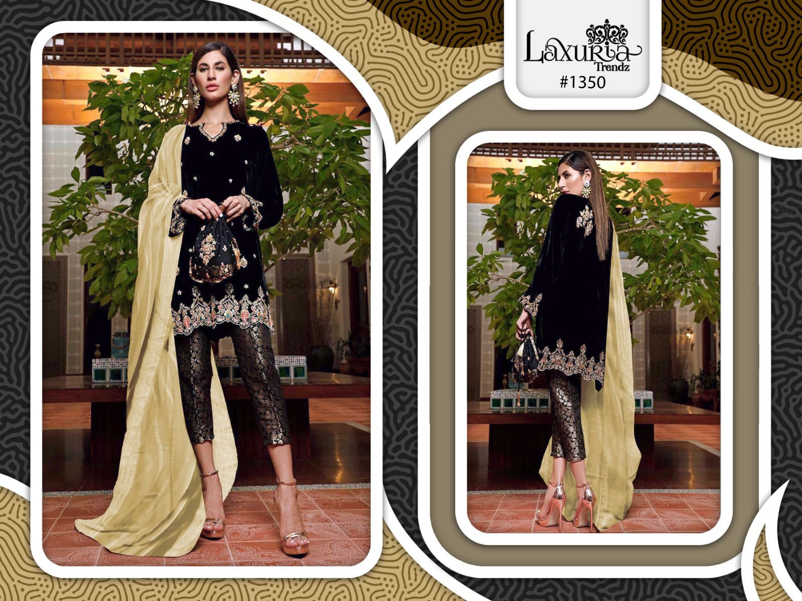 Laxuria Trendz D No 1350 Look Classy Style Velvet Designer Dress