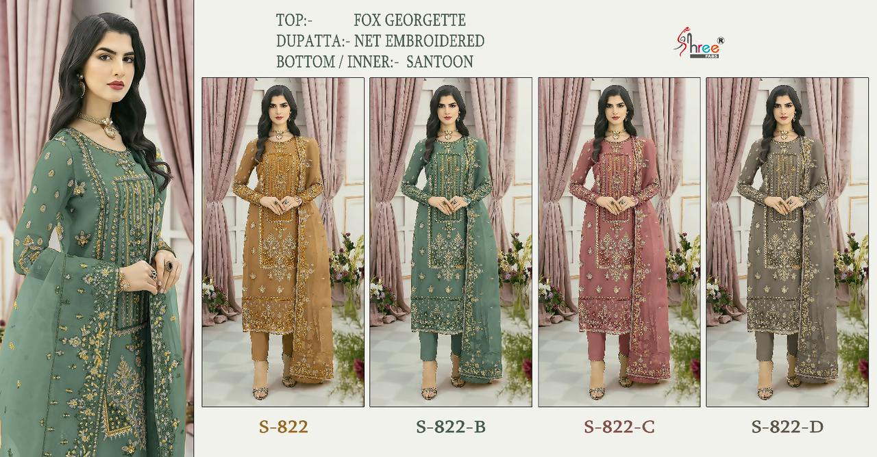 S 822 Colours By Shree Fabs Georgette Pakistani Suits
