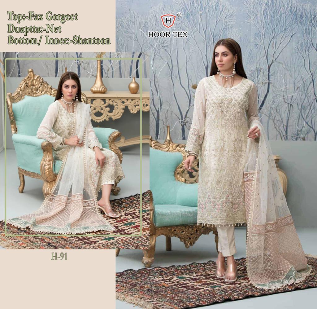 H 91 By Hoor Tex Georgette Pakistani Eid Collection