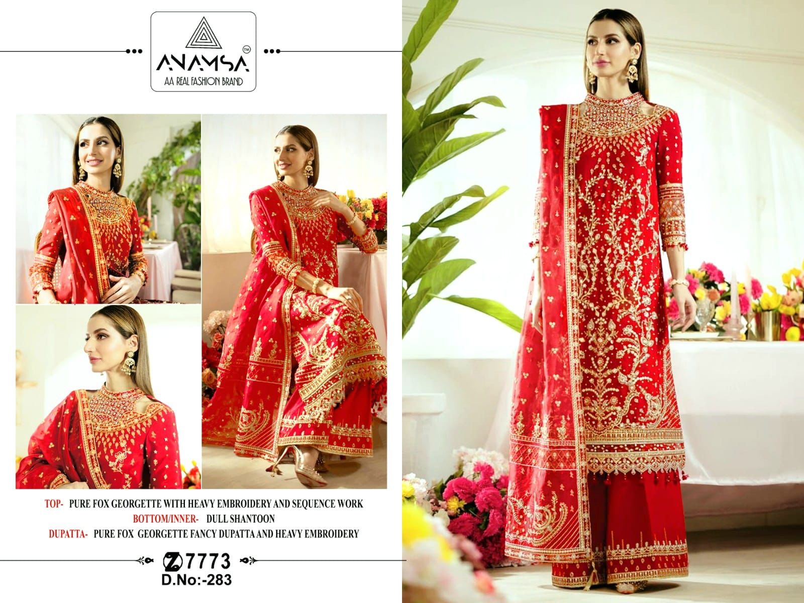 Anamsa D No 283 Georgette Embroidered Beutiful Design Eid Collection Manufacturer Surat