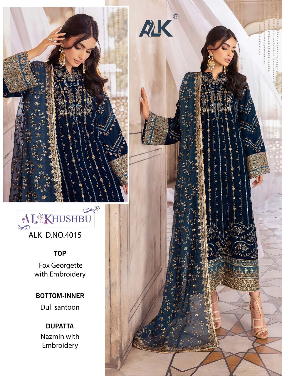 Alk D No 4015 By Al Khushbu Georgette Pakistani Suits