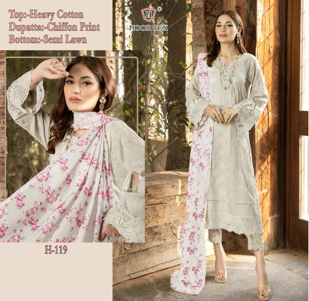 H 119 By Hoor Tex Cotton Pakistani Suits