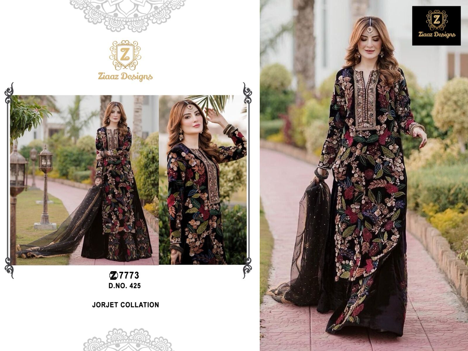 Ziaaz Designs D No 425 Georgette Embroidered Pakistani Suits