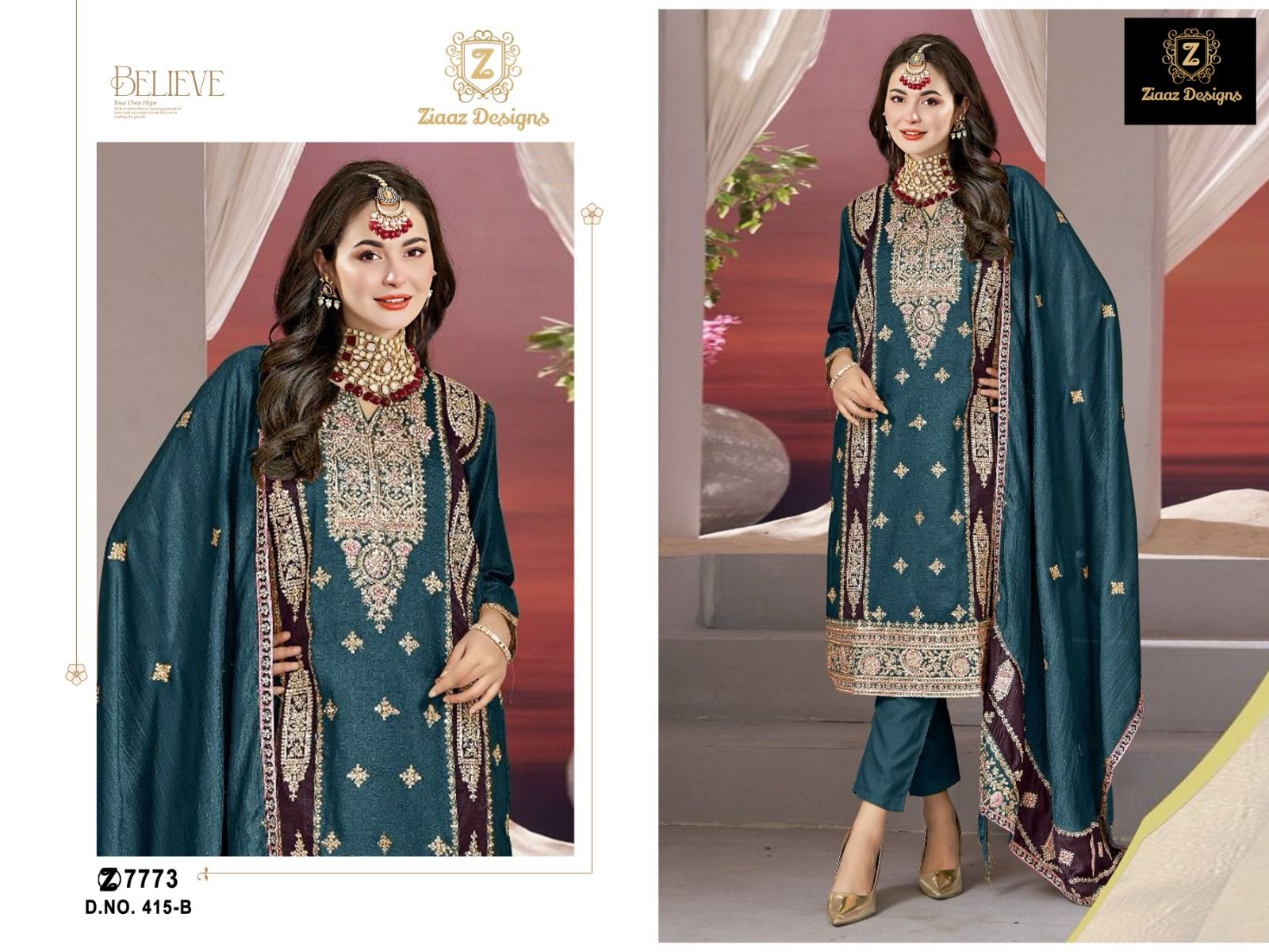 Ziaaz Designs D No 415b Designer Suits