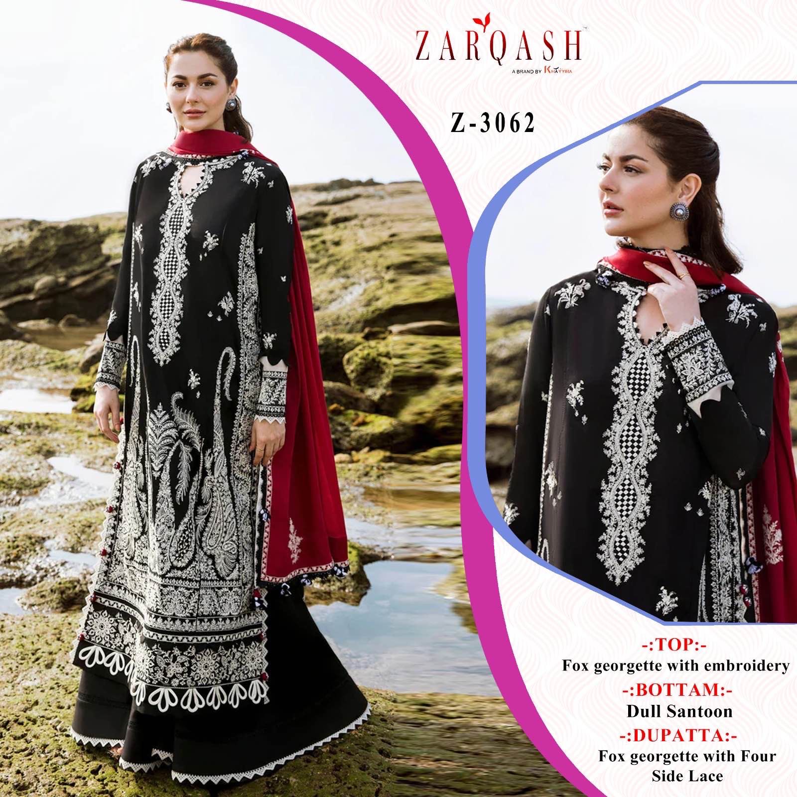 Z 3062 By Zarqash Georgette Embroidered Collection Manufacturer Surat