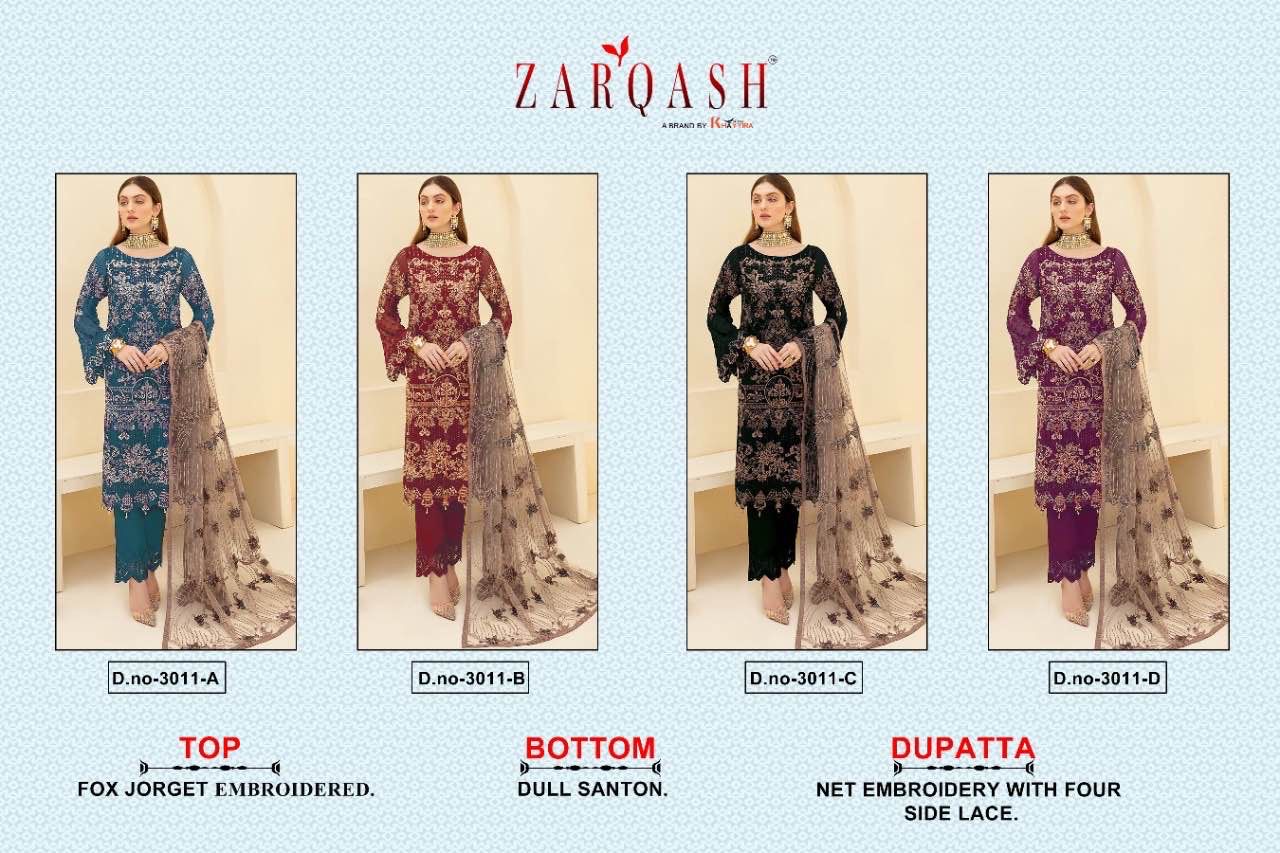 Z 3011 Abcd By Zarqash Georgette Embroidered Pakistani Suits