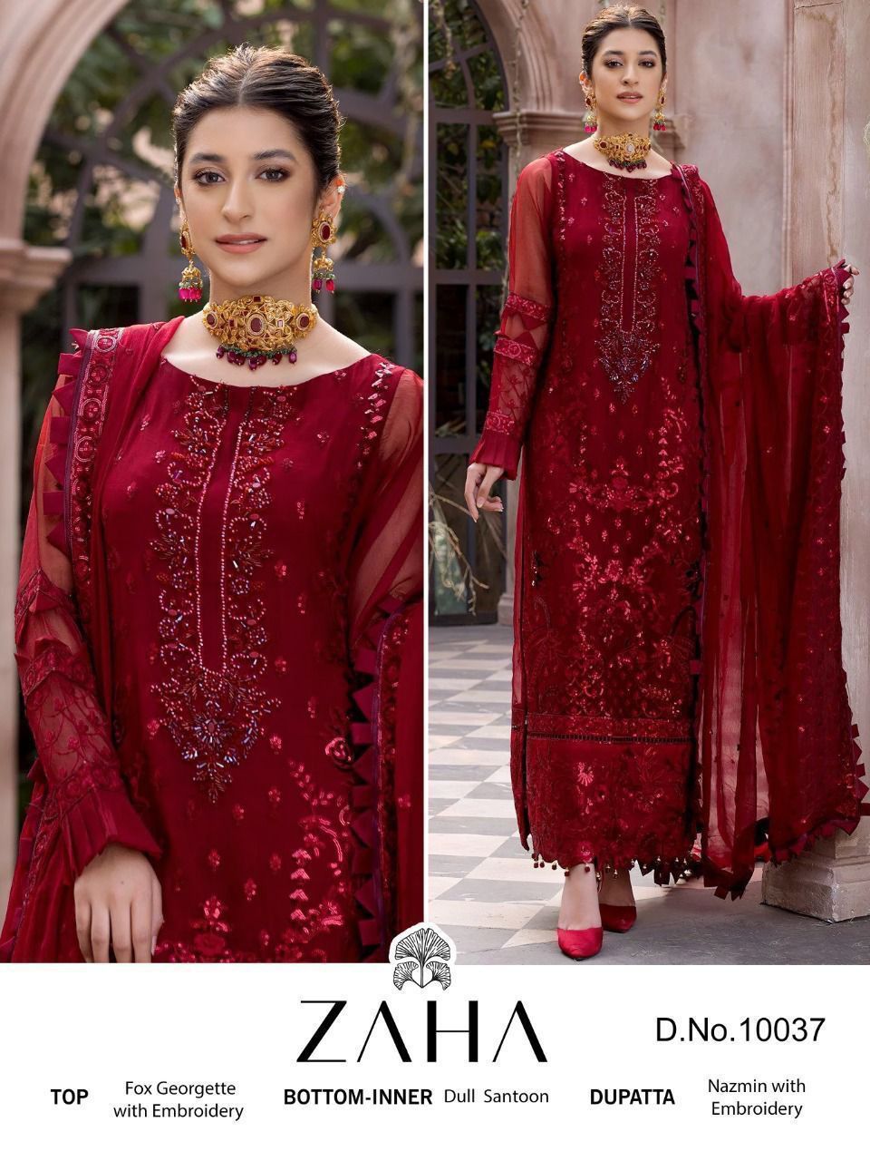 Inaya Vol 2 D No 10037 Hit Designs By Zaha Georgette Embroidered Collection Manufacturer Surat