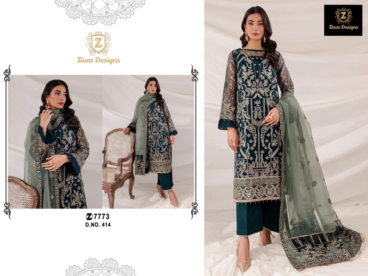 Ziaaz Designs D No 414 Georgette Pakistani Suits