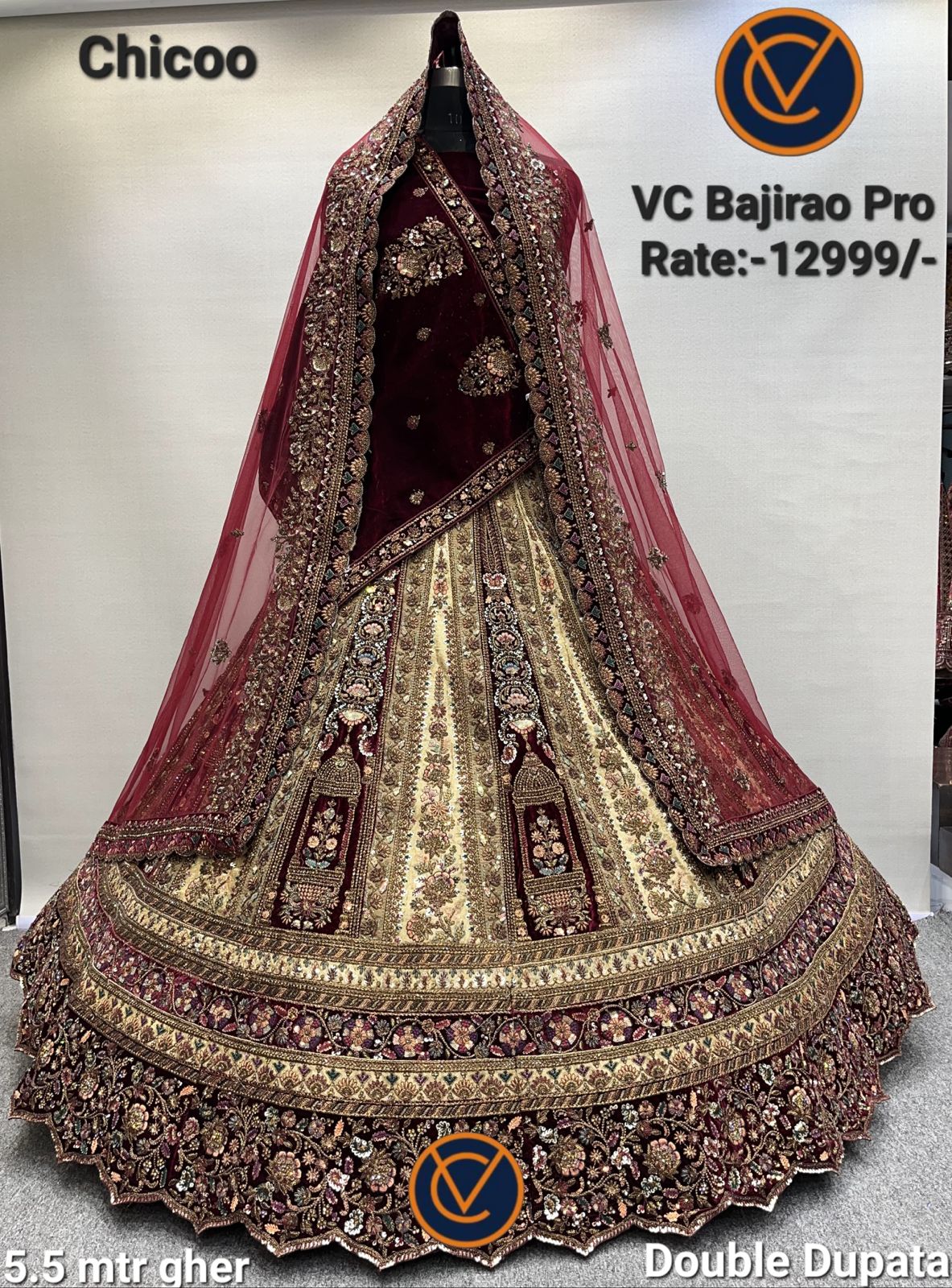 Vc Bajurao Pro Single Design Wedding Lehengacholi Double Dupatta Session Manufacturing Surat