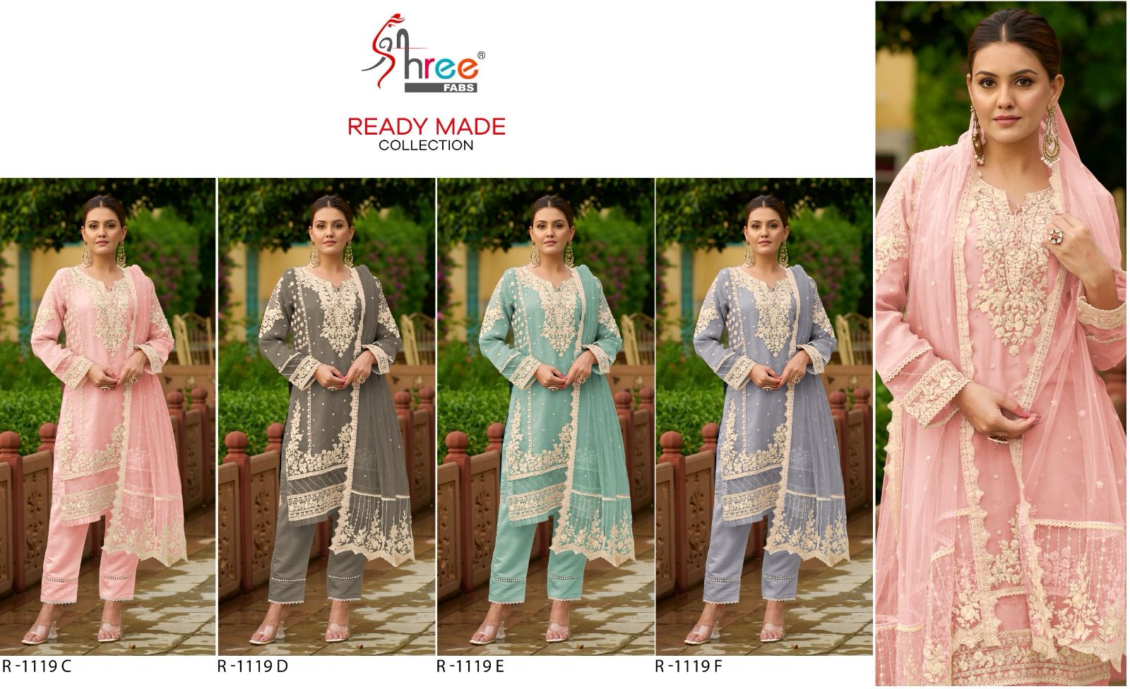 R 1119 Colour By Shree Fabs Organza Pakistani Concept Single Avilable Wholesaler Supplier Surat