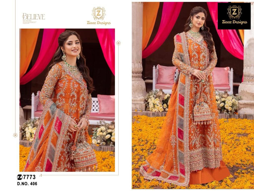 Ziaaz Designs D No 406 Georgette Embroidered Collection Manufacturer Surat