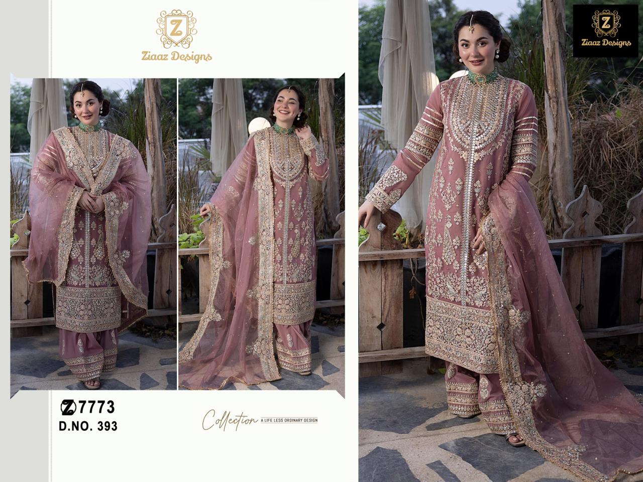 Ziaaz Designs D No 393 Georgette Embroidered Pakistani Suits