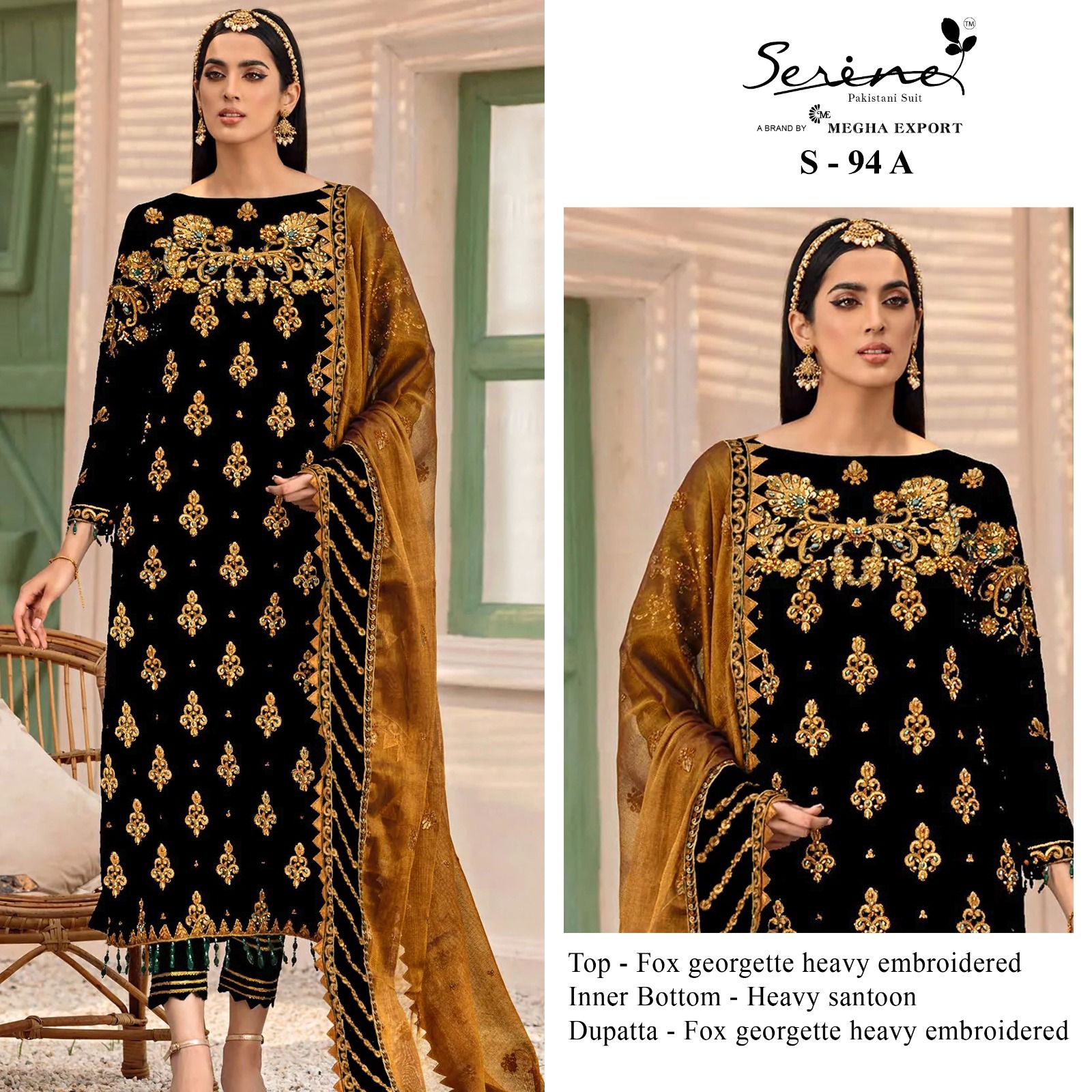 S 94 By Serine Georgette Embroidered Collection Manufacturer Surat