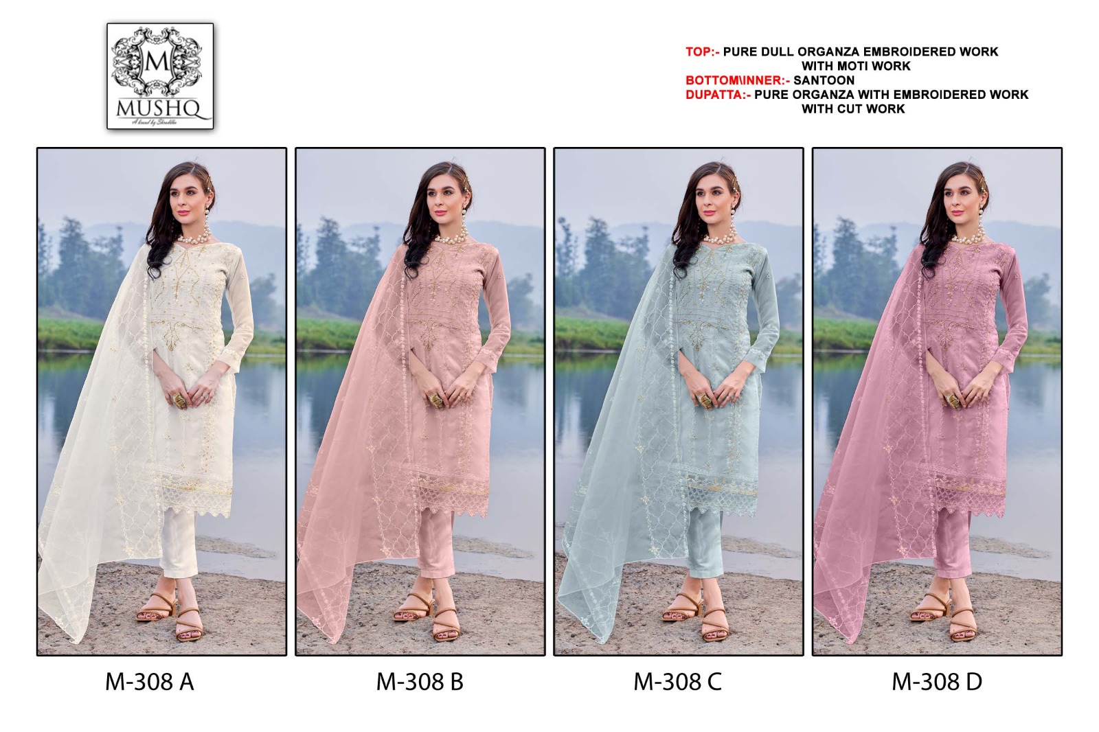 M 308 By Mushq Organza Pakistani Concept