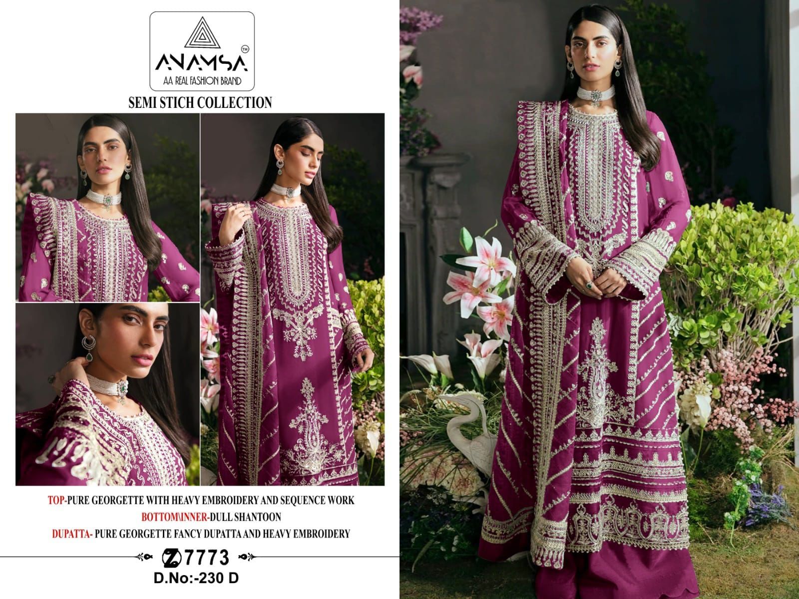 Anamsa 230 Abcd Beutiful Colour Designer Pakistani Suits