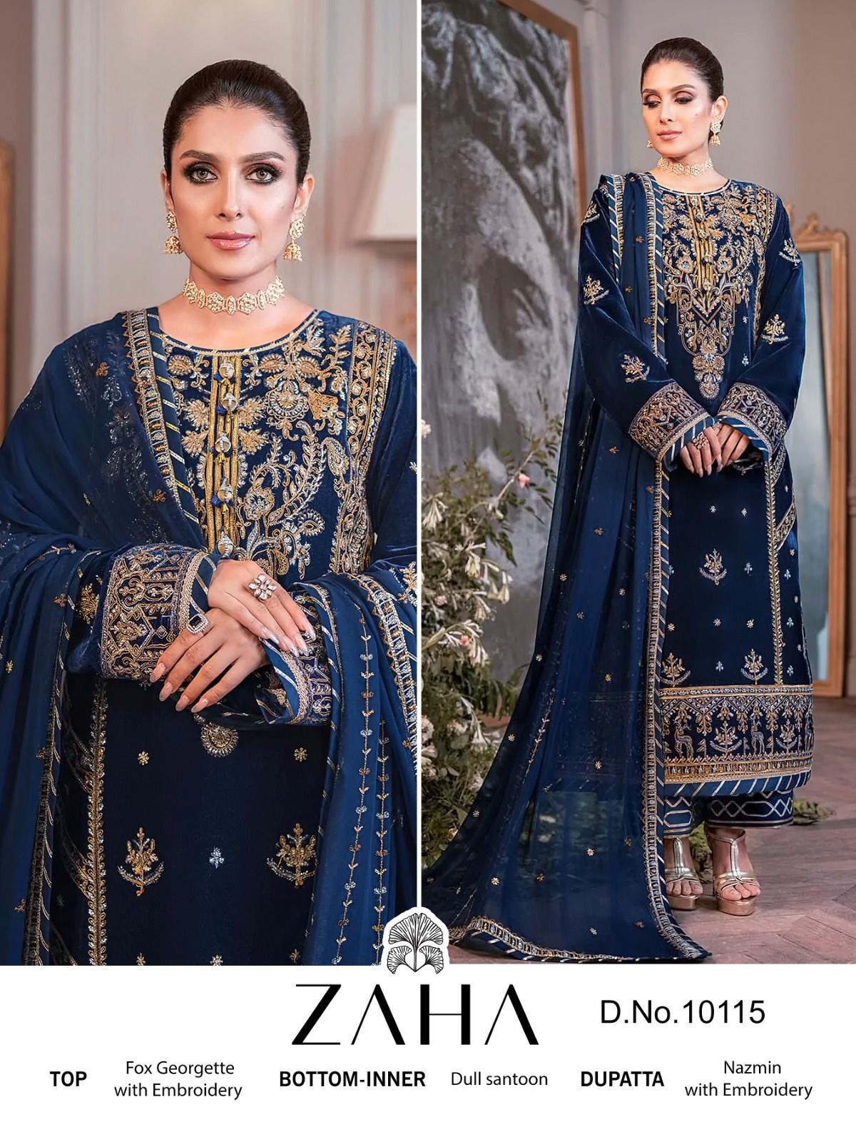 Zaha D No 10115 Georgette Embroidered Collection Manufacturer Surat