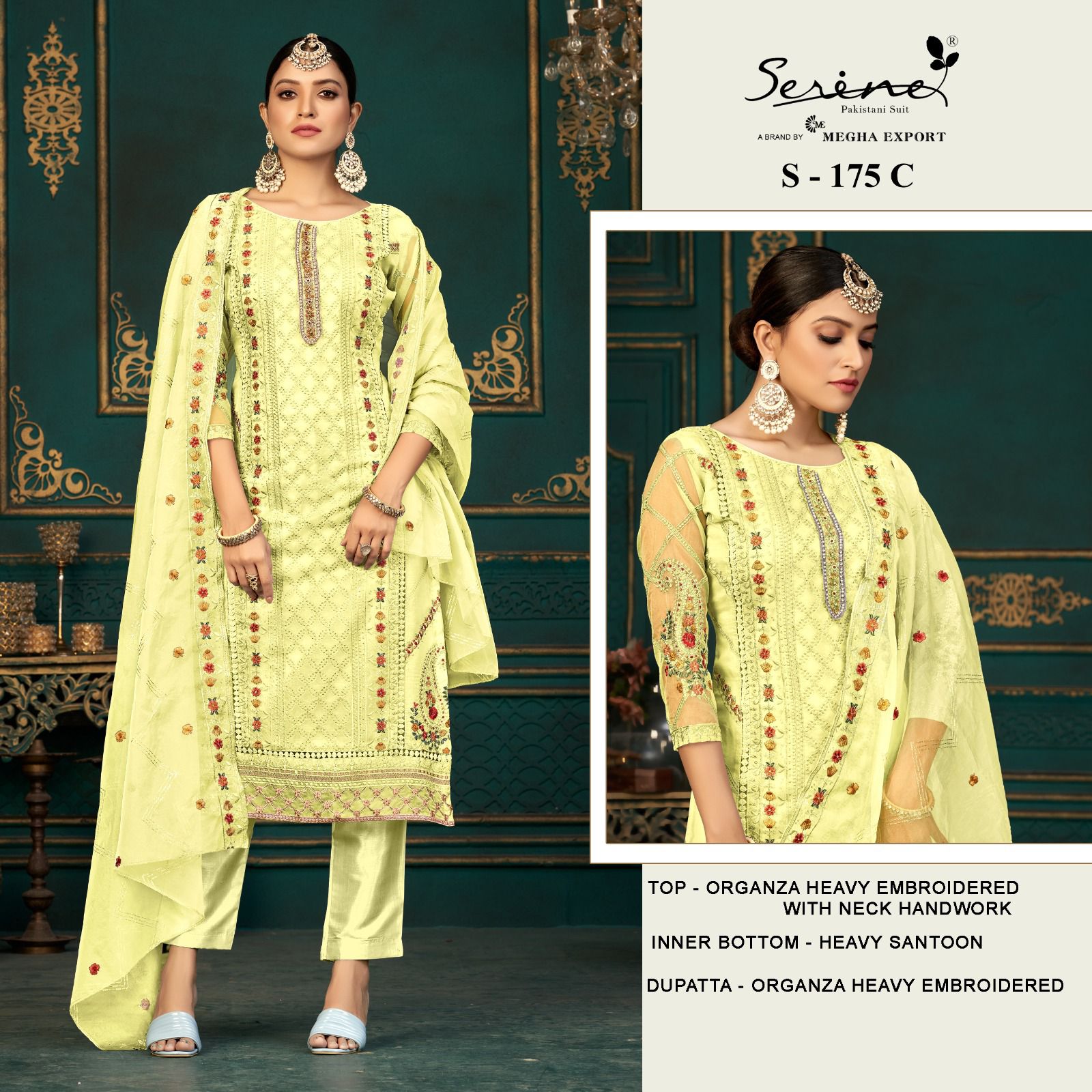 S 171 A To D By Serine Organza Embroidery Pakistani Suits