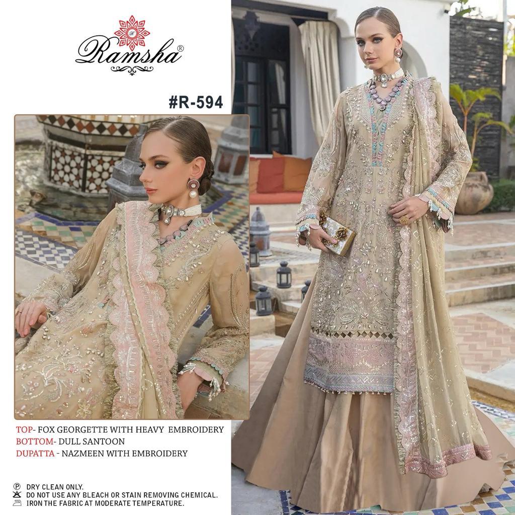 R 594 By Ramsha Georgette Embroidered Collection Manufacturer Surat