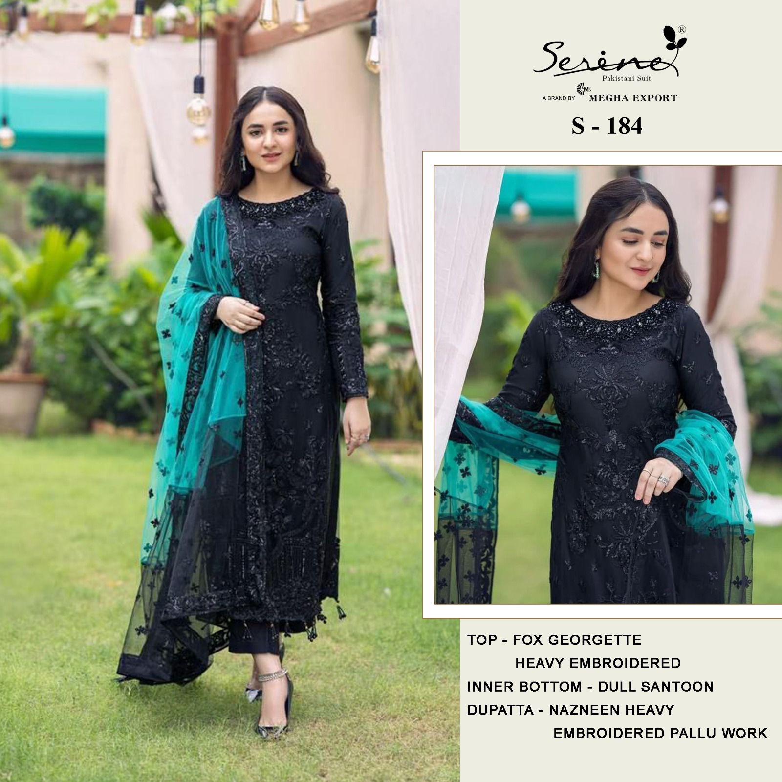 S 184 Serine Georgette Embroidered Collection Manufacturer Surat