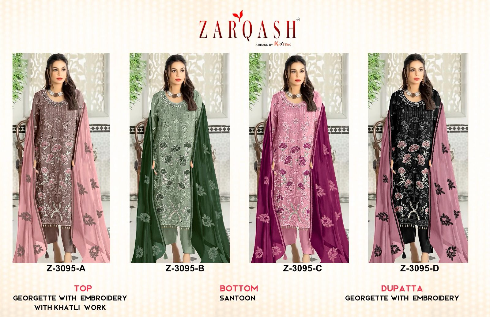 Z 3095 By Zarqash Georgette Embroidered Pakistani Suits