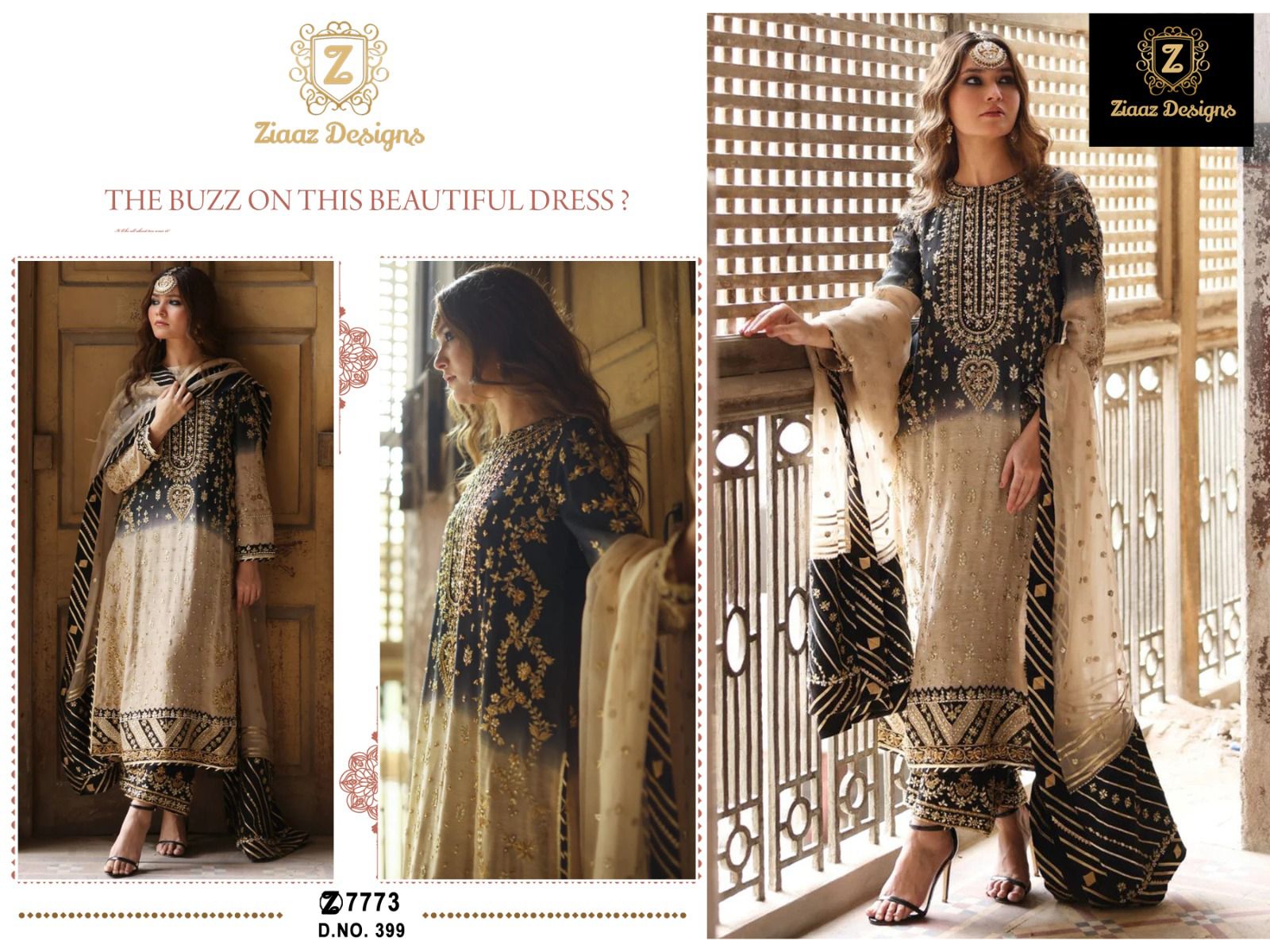Ziaaz Designs D No 399 Georgette Embroidered Collection Manufacturer Surat