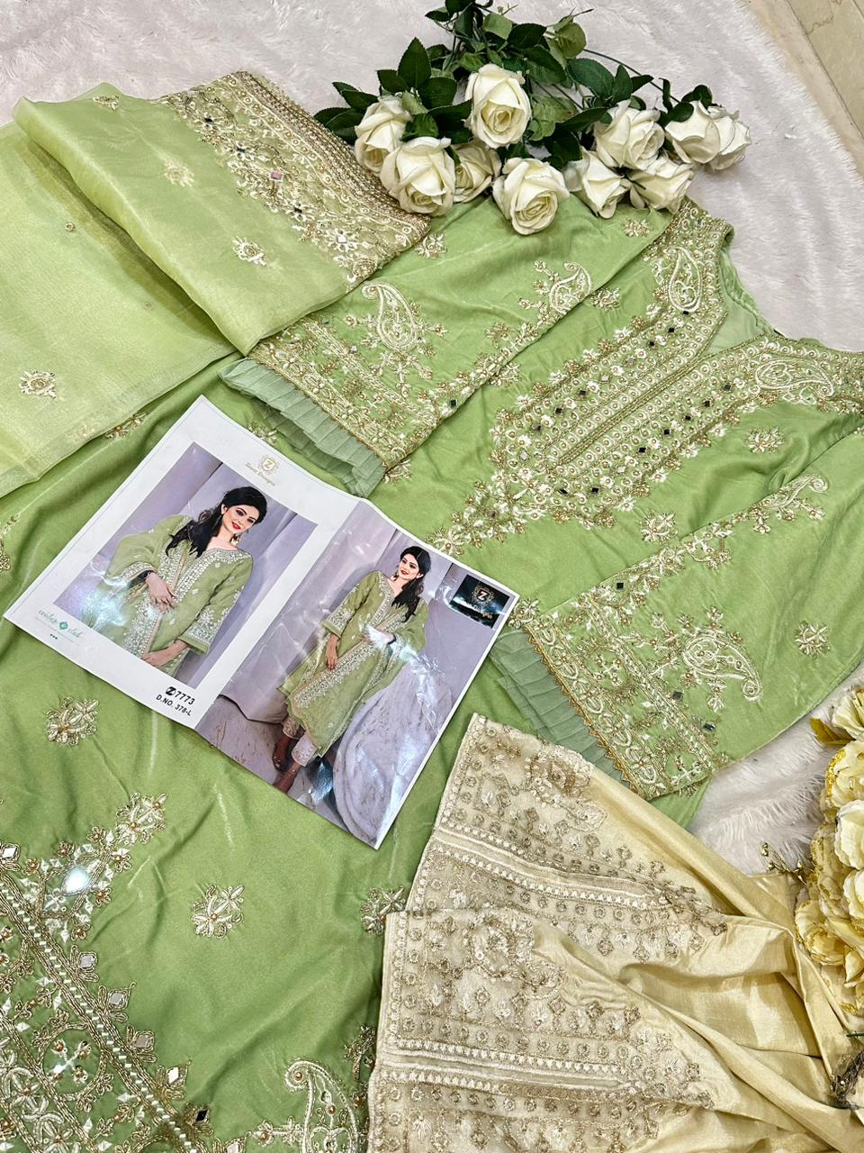 Ziaaz Designs D No 378 Mirror Work Pakistani Suits