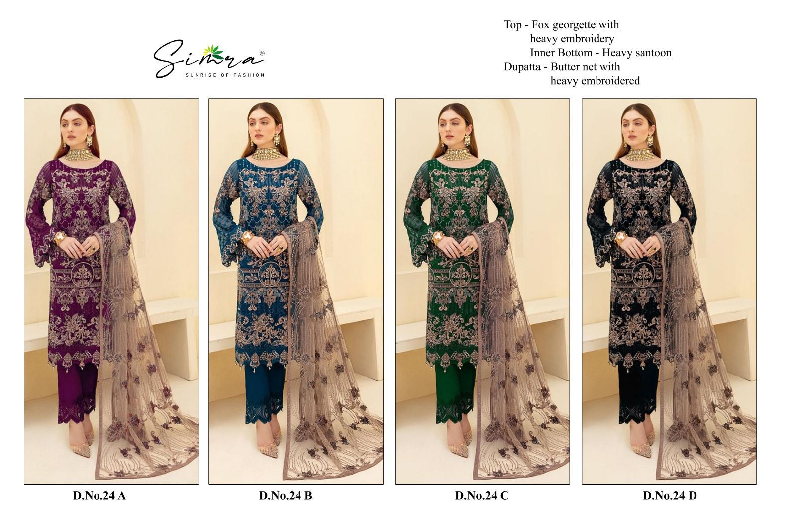 Simra D No 24 A To D Georgette Embroidered Collection Manufacturer Surat