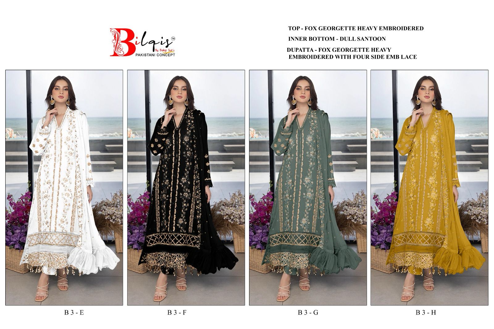 B 03 E To H By Bilqis Georgette Pakistani Suits